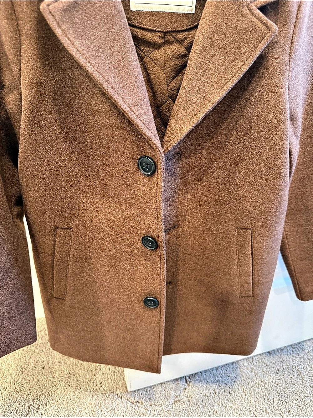 Abercrombie Kids boys 7/8 Brown Pea Coat Like New - Picture 4 of 5